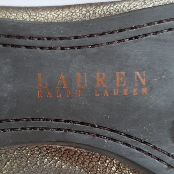 LAUREN by RL Pewter flats sz 5.5 leather metallic - Picture 4 of 11